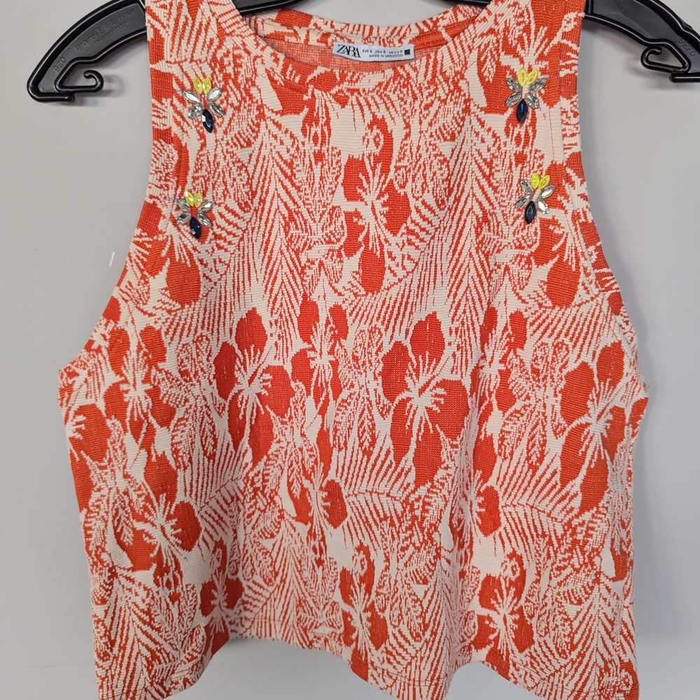 Zara Women's Orange Floral Top